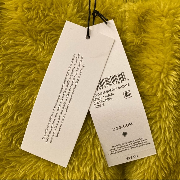 UGG Camilia Sherpa Shorts (NWT) in Mustard Yellow (Size S) - Cozy Wear - Picture 7 of 16
